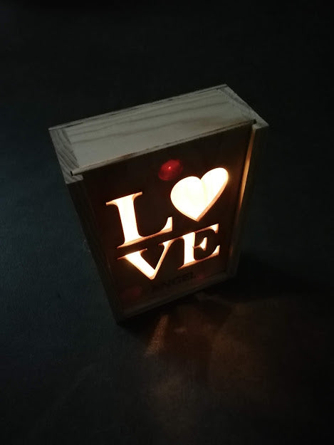 boite bois déco lumineuse "LOVE" personnalisable