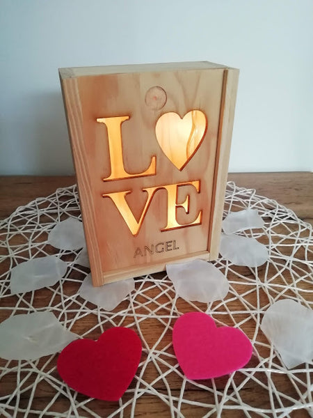 boite bois déco lumineuse "LOVE" personnalisable